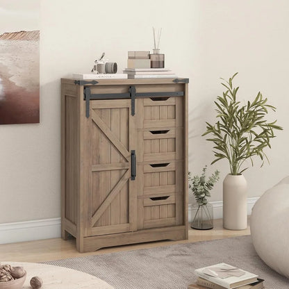 Rustic Grey Cabinet with Drawer for Bathroom, Kitchen, Living Room