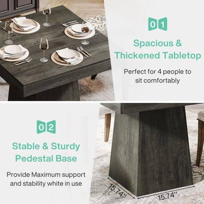 31.5-Inch Small Dinner Table with Sturdy Pedestal Base