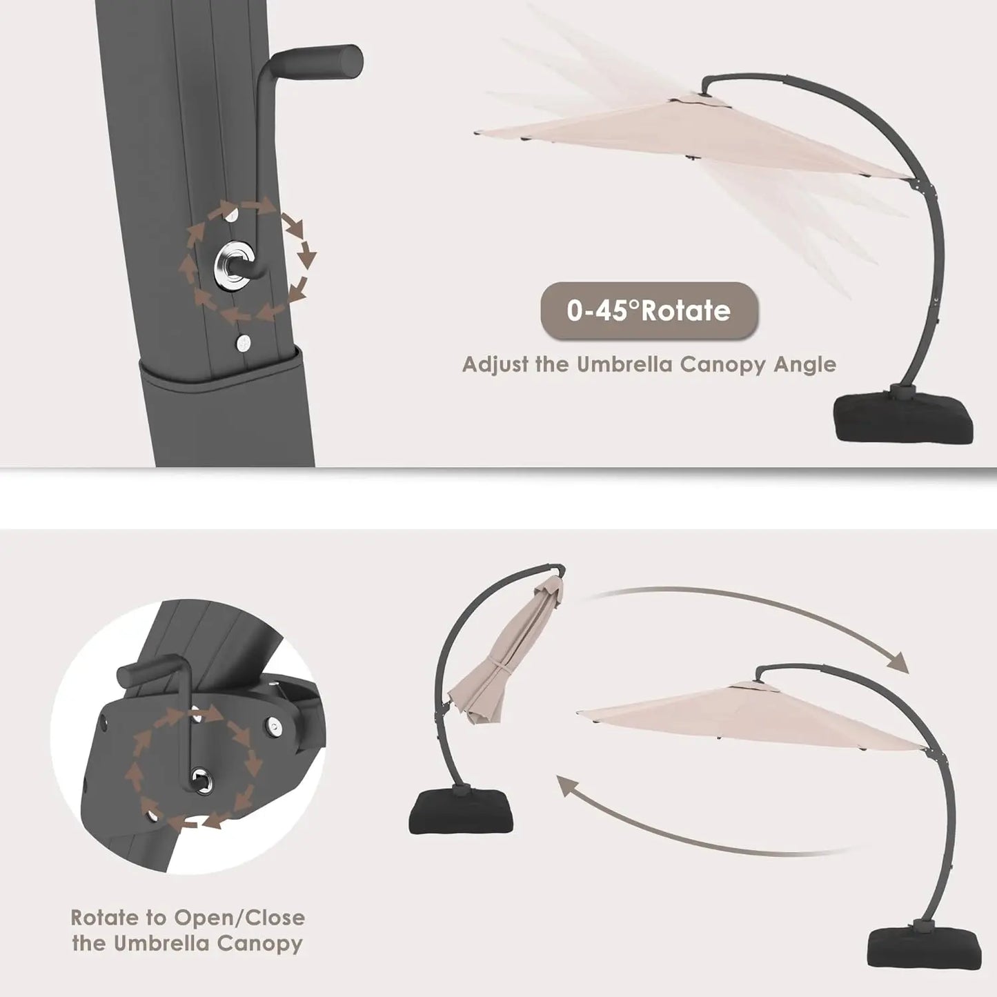 11FT Solar Powered Patio Umbrella with Base