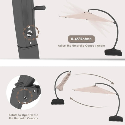 11FT Solar Powered Patio Umbrella with Base