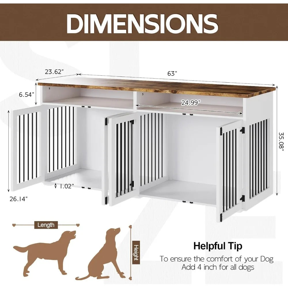72'' Indoor Dog Kennel with 4 Doors for Large/Medium Dogs