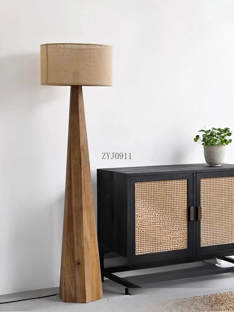 Solid wood floor lamp
