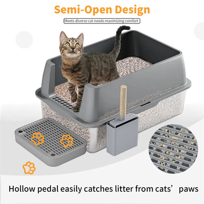 XXL Stainless Steel Cat Litter Box Easy Cleaning Toilet