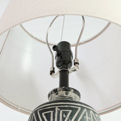 2 Pack 25-Inch Carved Geometric Ceramic Table Lamp