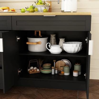 Wall-Mounted Pantry Cabinet Set with Doors & Countertop