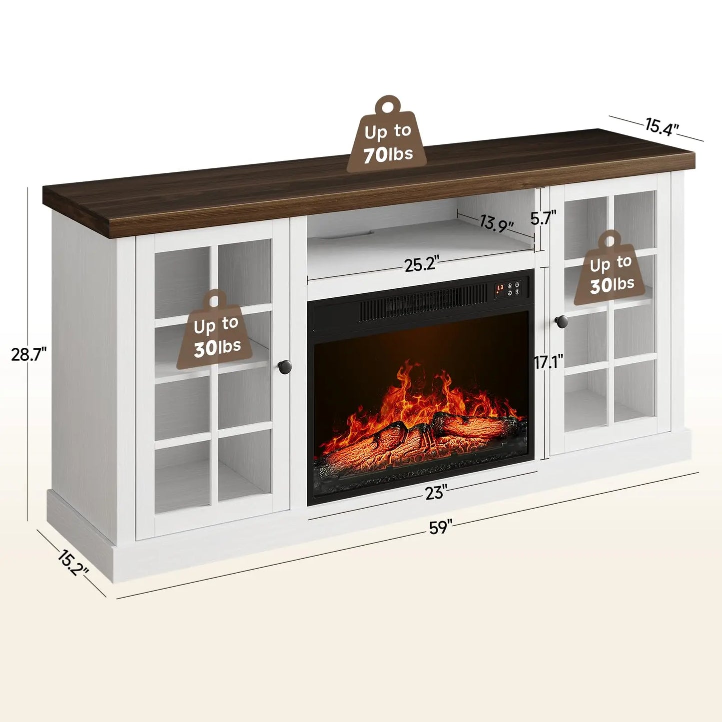 59-Inch TV Stand with 23-Inch Electric Fireplace