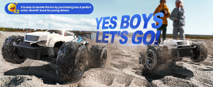 All-Terrain RC Truck: Age 8-12, 2 Batteries, 40 Min Play, Off-Road
