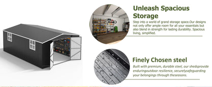 10x10~12x18FT Outdoor Heavy-Duty Frame Shed