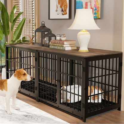 Furniture Style Dog Crate End Table with Three Doors