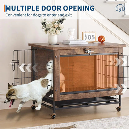 26 Inch Double-Door Pet Cage on Wheels