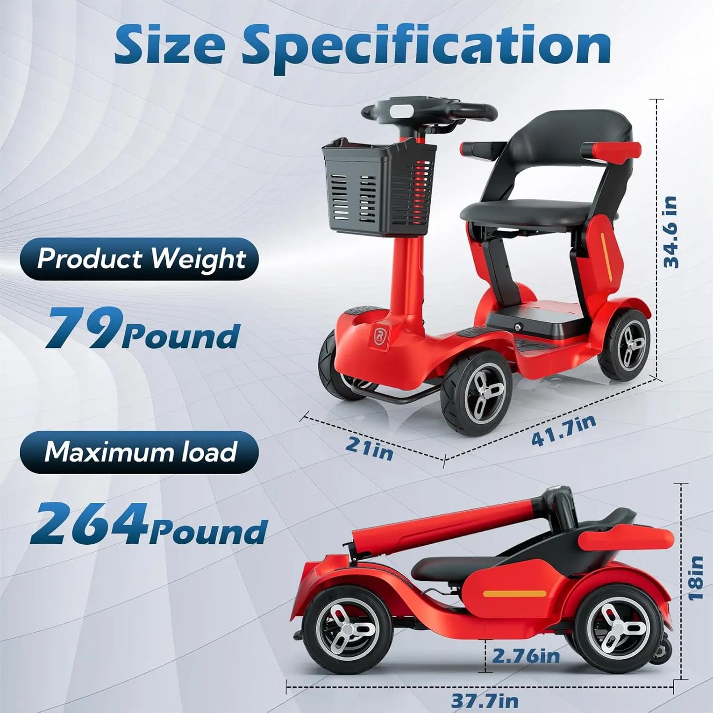 Scooter, Electric Powered Wheelchair with 35Mile Long Range