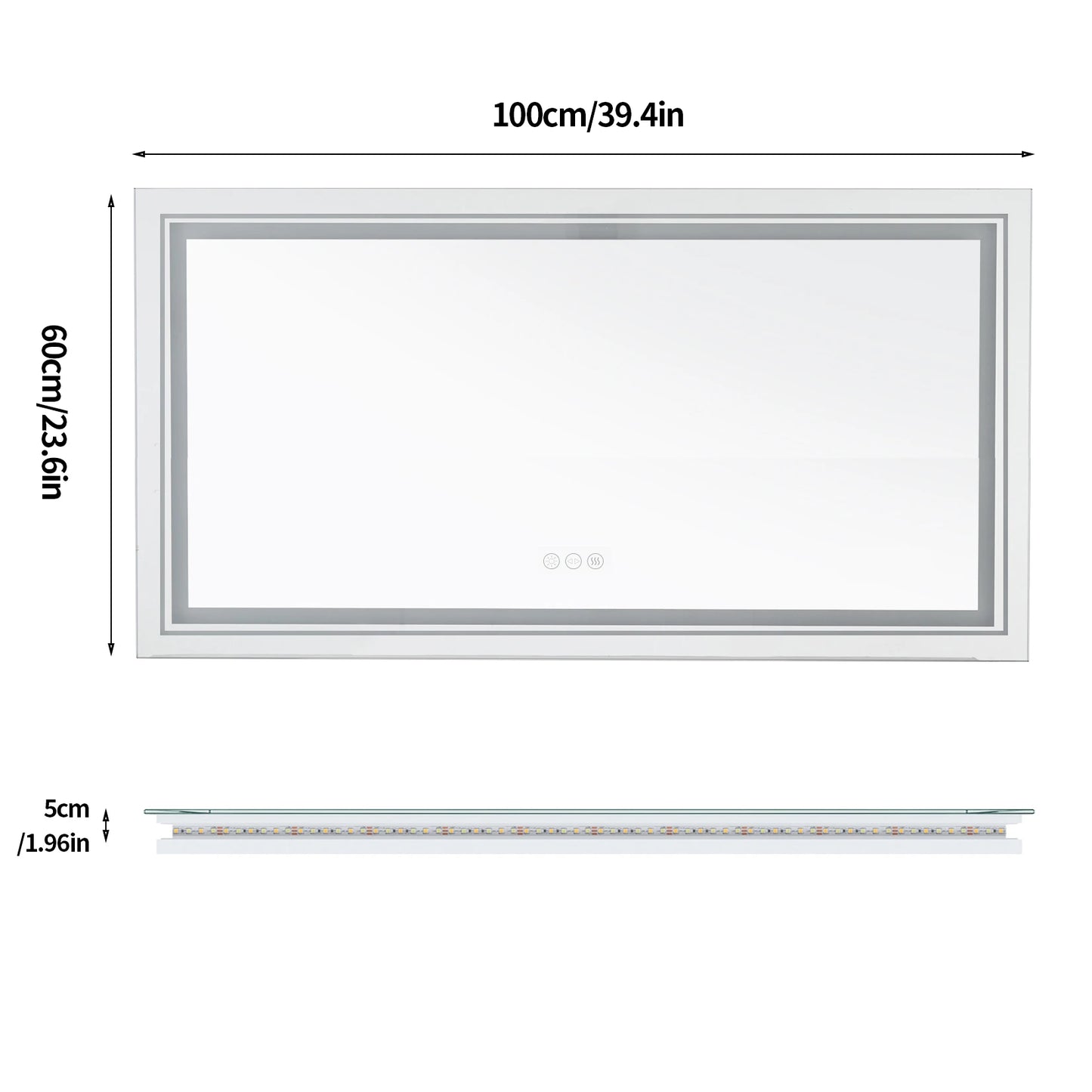 40x24 Inch LED Mirror with Front Light and Backlit