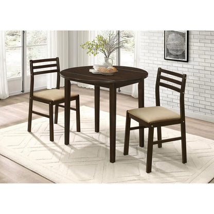 Cappuccino and Tan 3-Piece Drop Leaf Dining Set