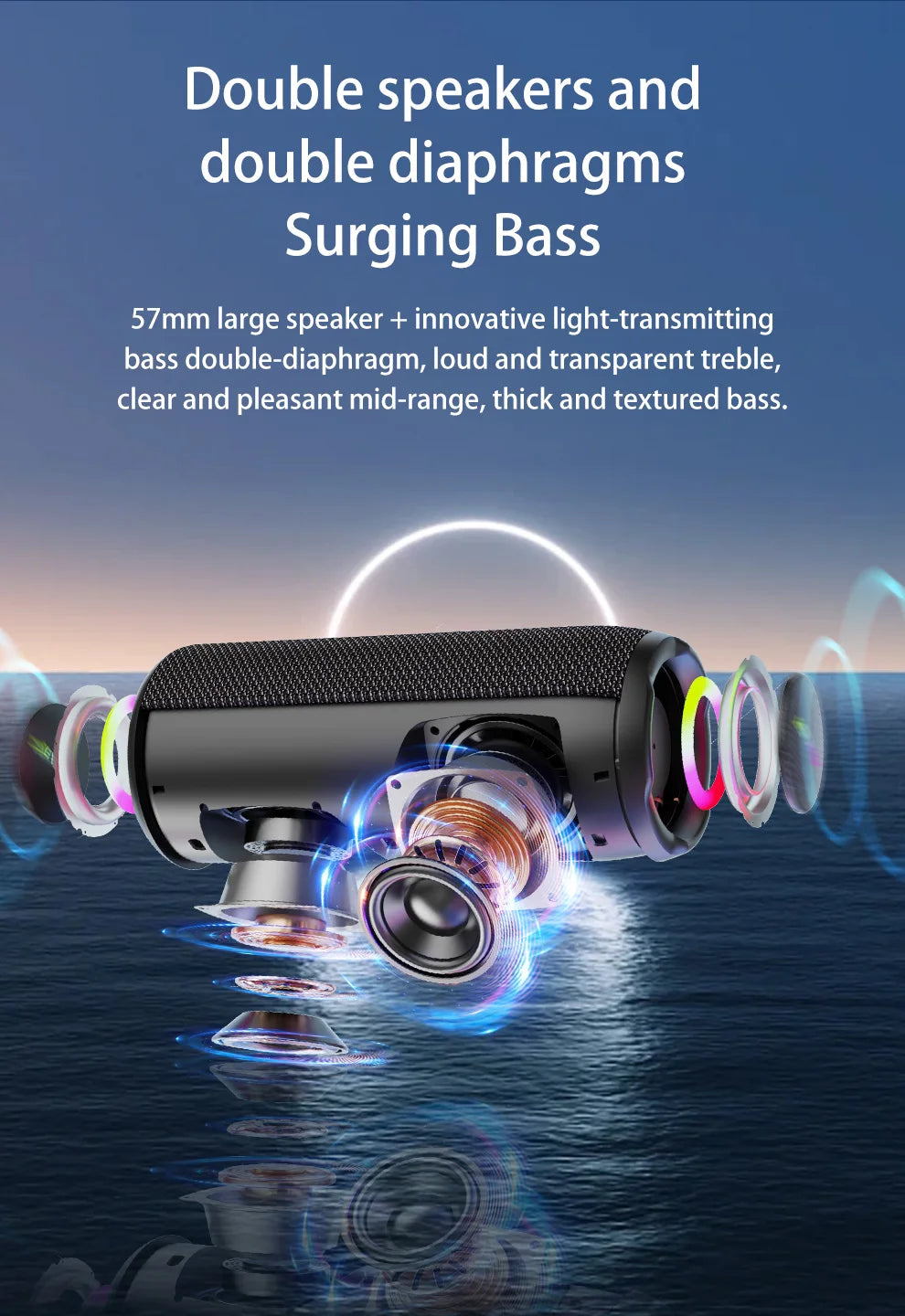 S49 pro Wireless Speaker, Outdoor Portable Subwoofer