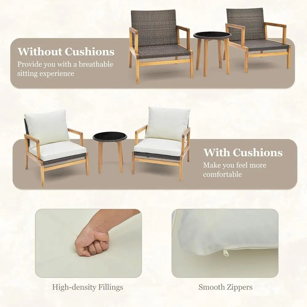 3-Piece Wicker Patio Furniture Set