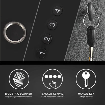 Biometric Slider Handgun Gun Safe for Nightstand, Desk, Bed Side