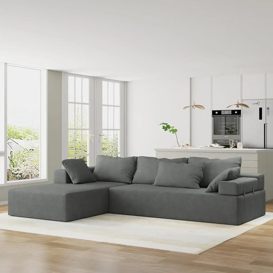 Modern L-Shape Sectional Upholstery Sofa with Comfy Deep Seating