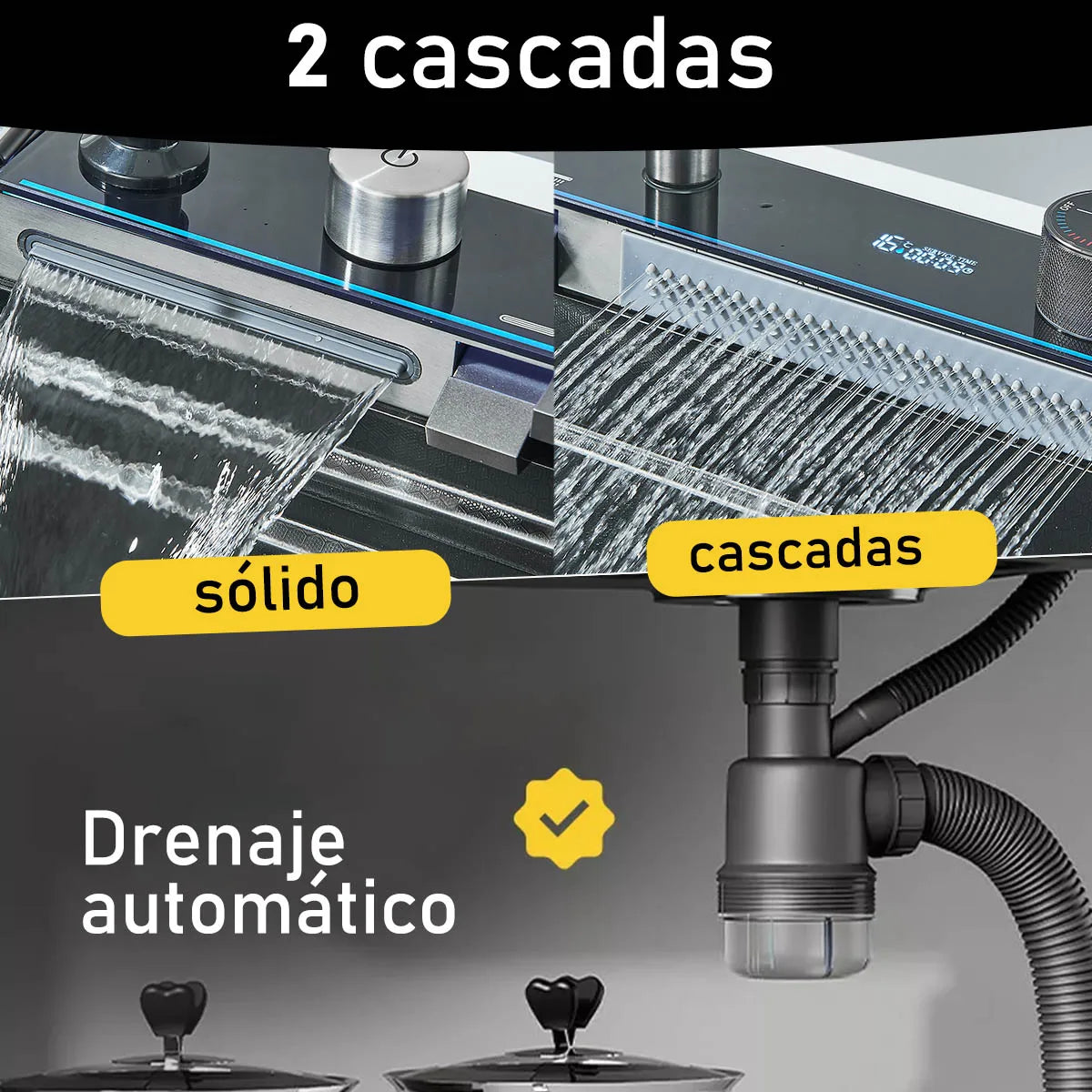 304 Stainless Steel Waterfall Kitchen Sink