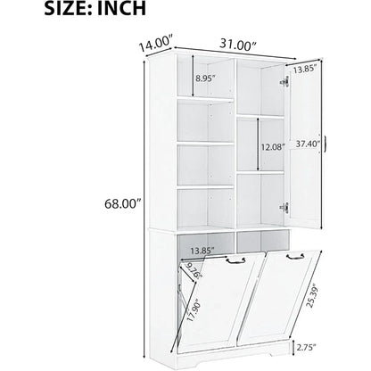 Bathroom Storage Cabinet with 2 Tilt Out Laundry Hamper