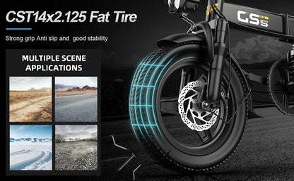 Folding Electric Bike for Adults Teens, 750W Peak Motor