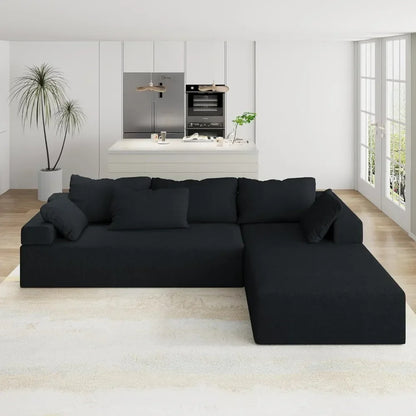 Modern L-Shape Sectional Upholstery Sofa with Comfy Deep Seating