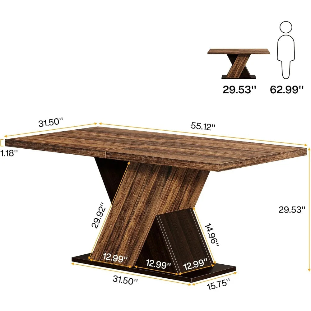 55-Inch Farmhouse Dining Table for 4 people