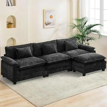 Comfy Cloud Couch Sectional Sofa with Ottoman