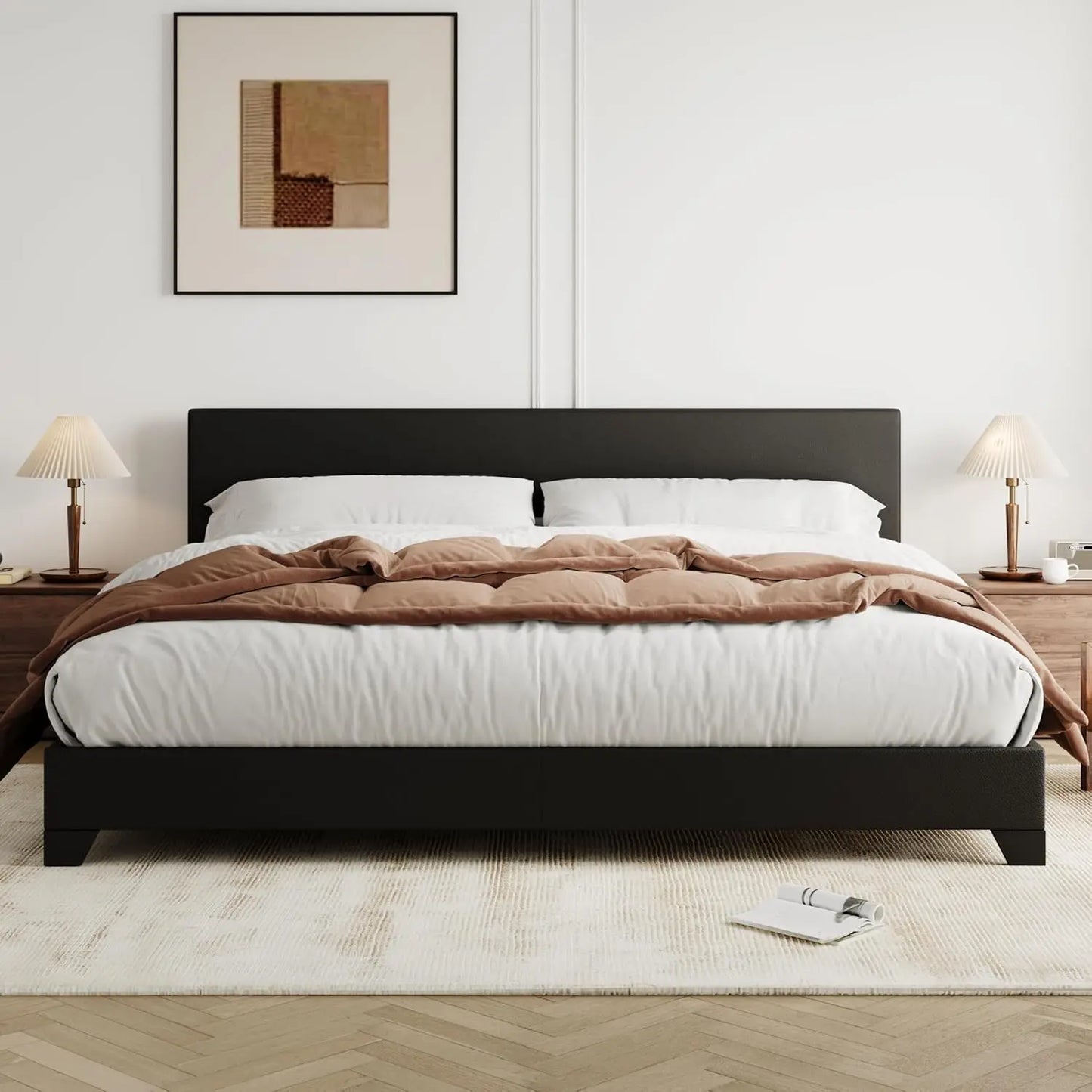King Size Bed Frame with Adjustable Headboard