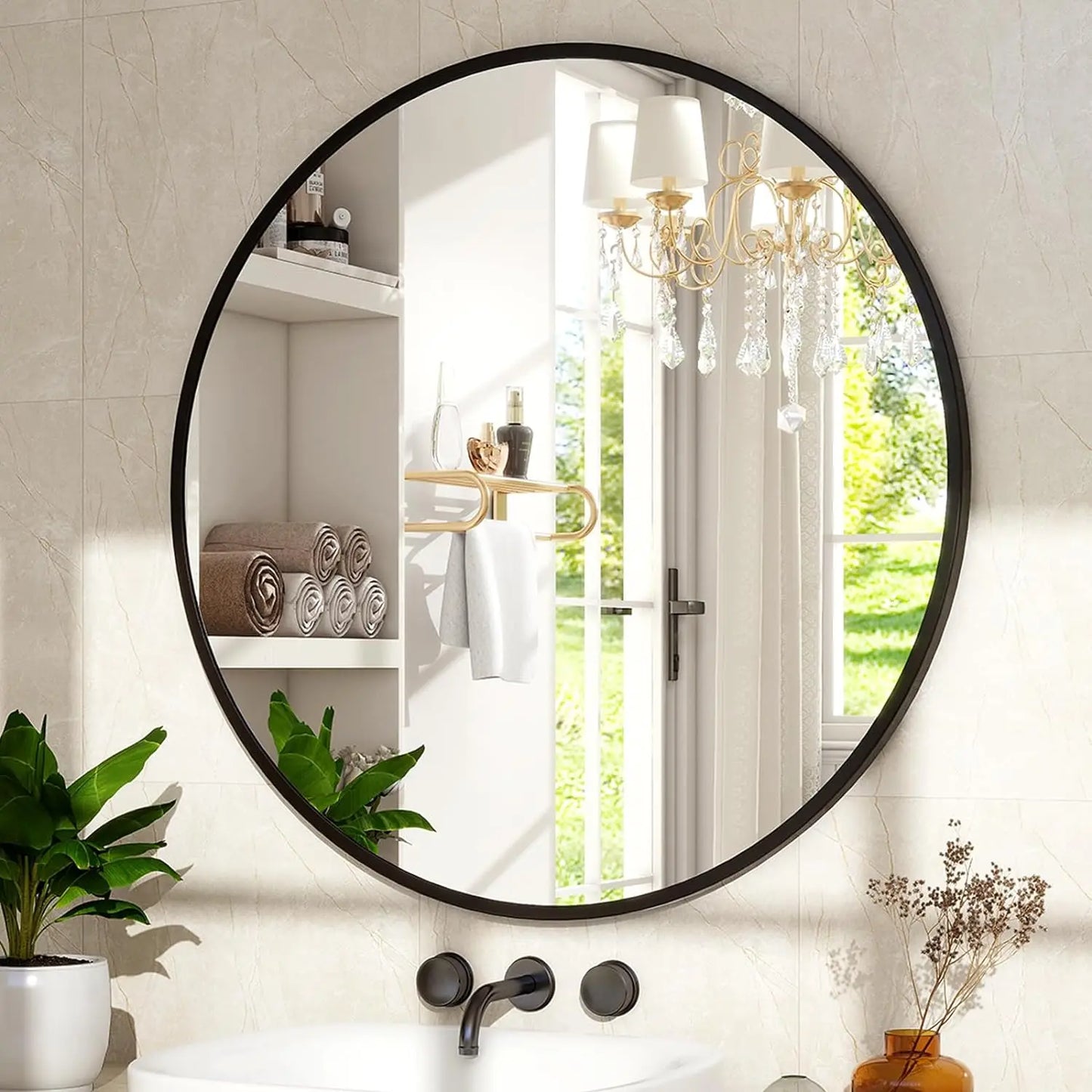 36 Inch stylish Round Metal Wall Mirror