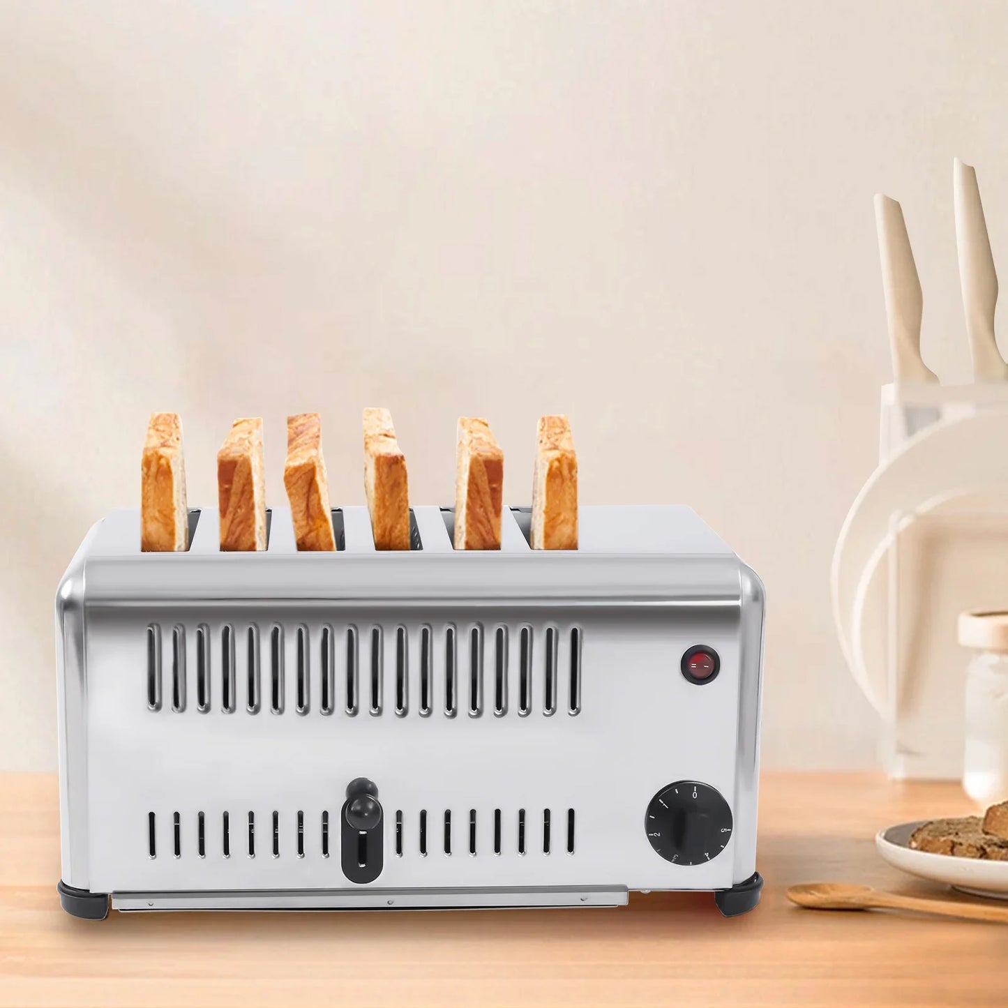6 Slice Wide Slot Stainless Steel Toaster