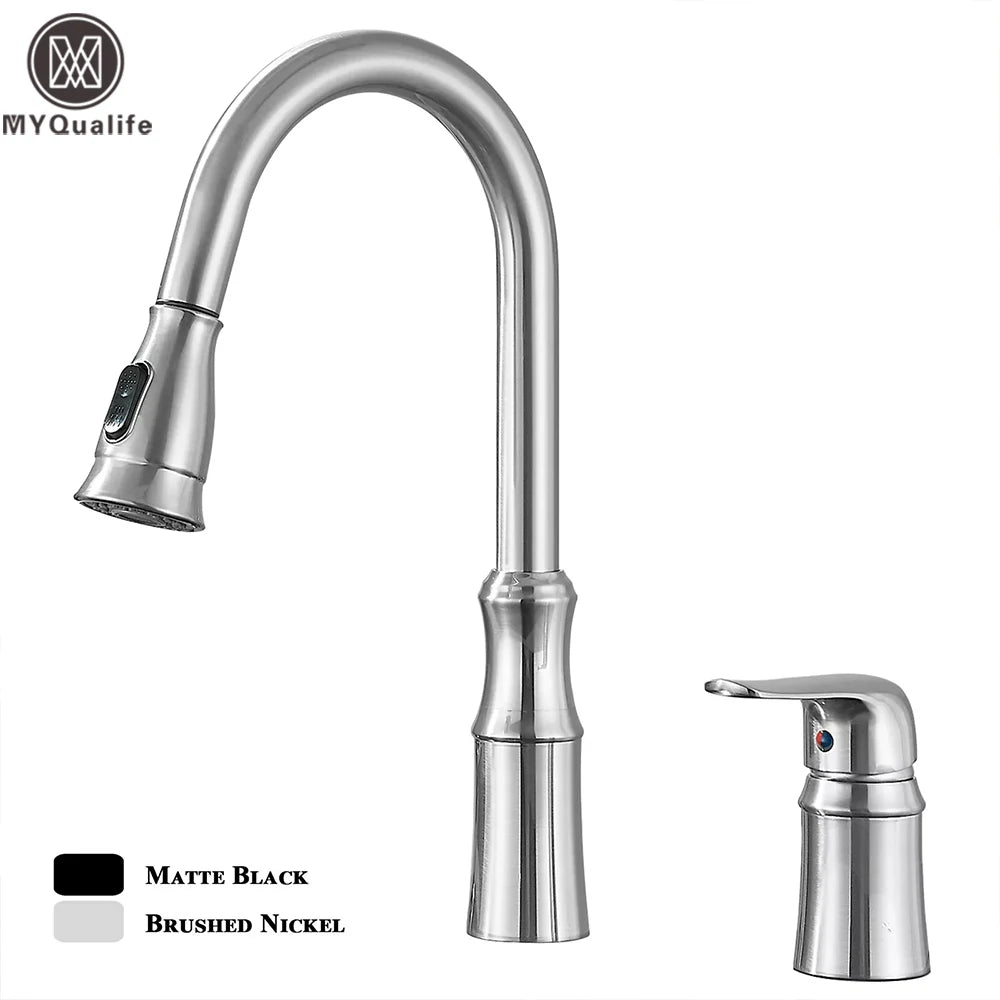 Matte Black Kitchen Sink Faucet with Pull Down Sprayer