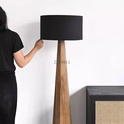 Solid wood floor lamp