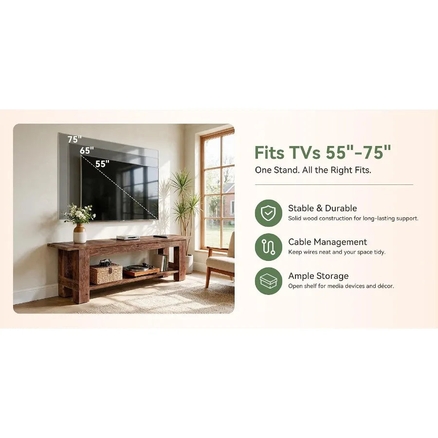 Solid Wood TV Stand for TVs up to 75''