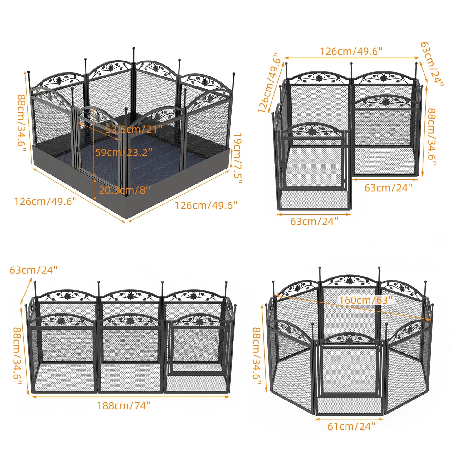8 Panels Heavy Duty Dog Playpen Pen