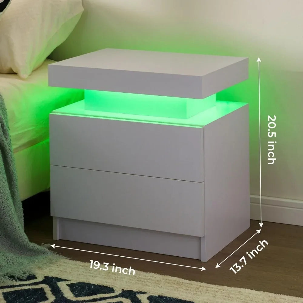 Bedside Tables with Touch Light, with 2 Drawers