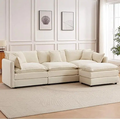 112.2" L-Shaped Sectional Sofa with Movable Ottoman