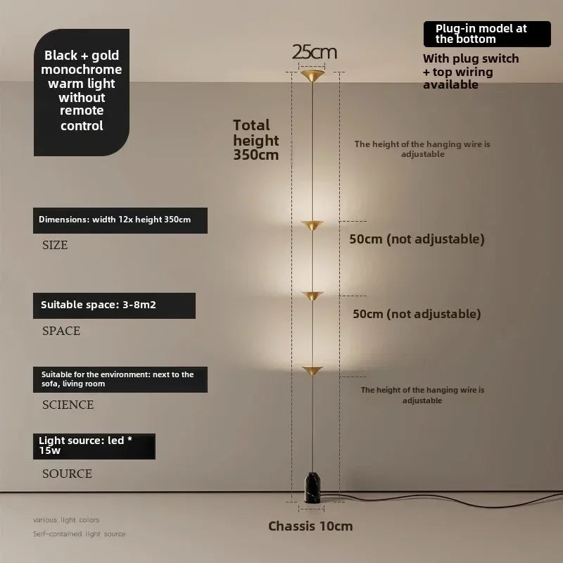 3 Head Hallway Background Wall Floor Lamp