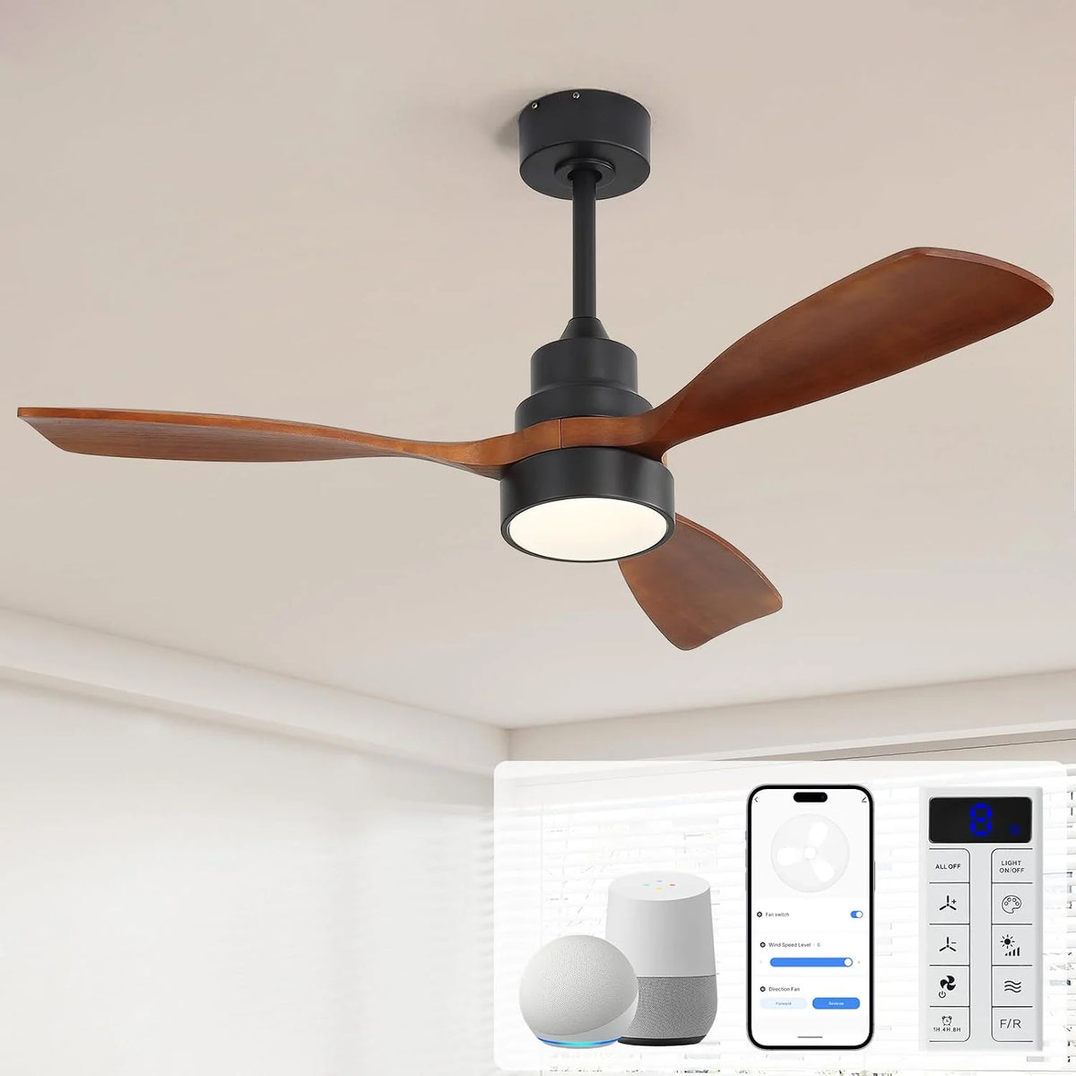 52 Inch 3 Blade Ceiling Fan with LED light
