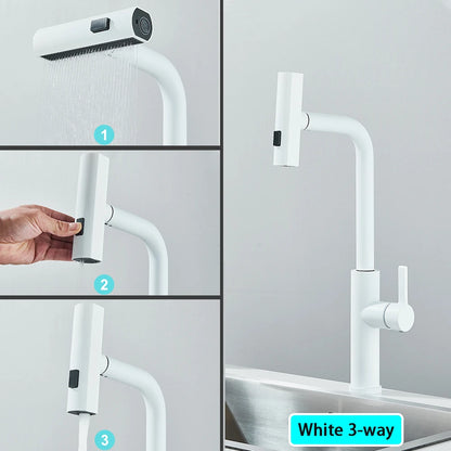 Pull Out Rotation Waterfall Sprayer Sink Mixer