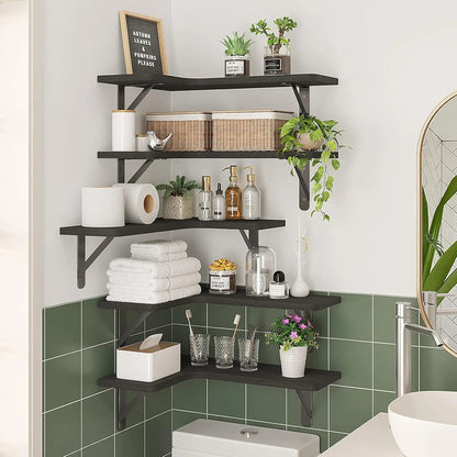 Set of 5, Floating Corner Shelves Wall Mounts