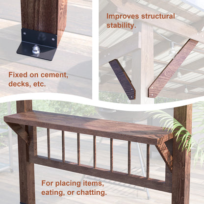 13' x 6.5' Wooden Pergola Gazebo with Metal Roof