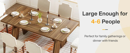 71" Large Dining Table Rectangular Dining Table with Solid Wood Legs