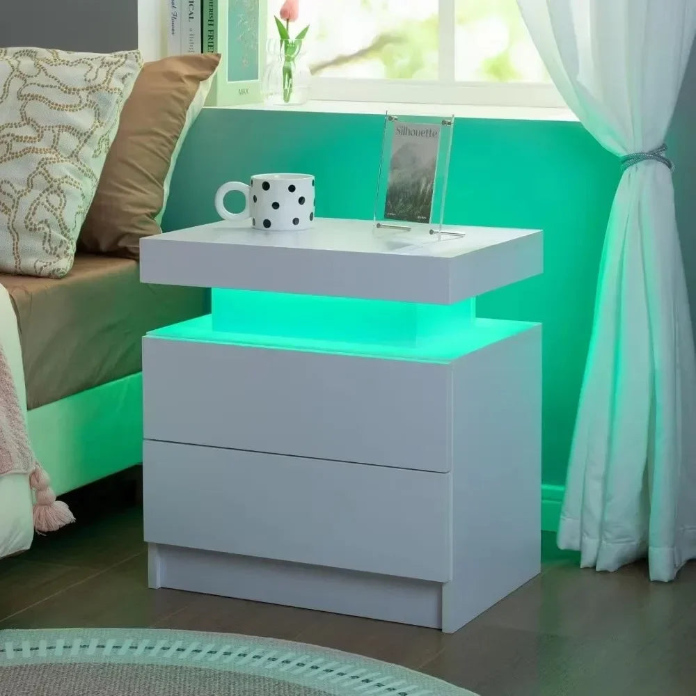 Bedside Tables with Touch Light, with 2 Drawers
