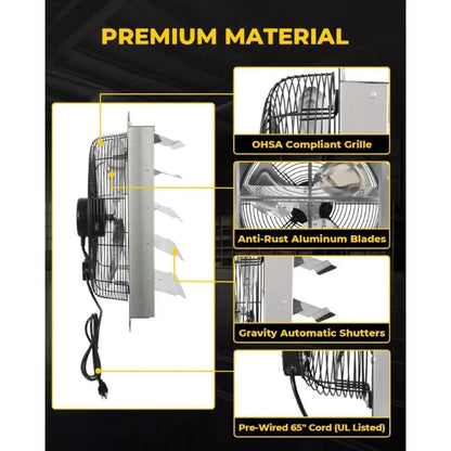 20 Inch Shutter Exhaust Fan Wall Mounted