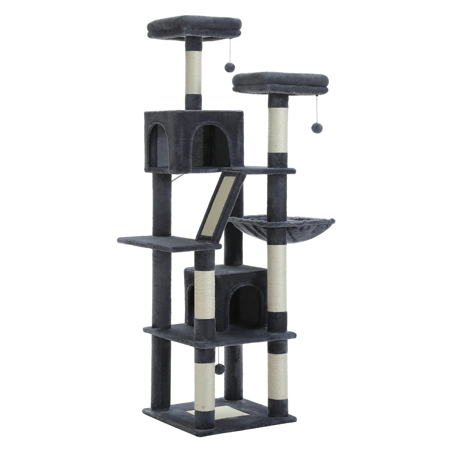 Multi-Level Plush Cat Condo with Scratching Posts