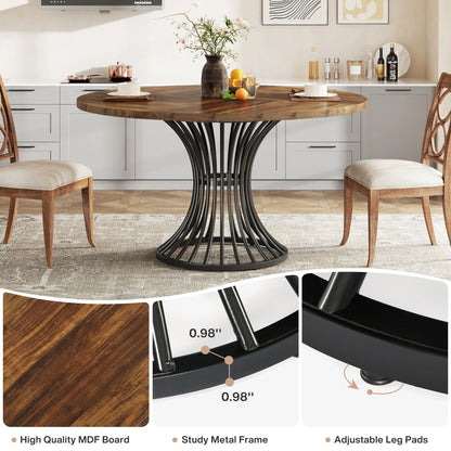 46-Inch Wood Kitchen Table with Sturdy Metal Base
