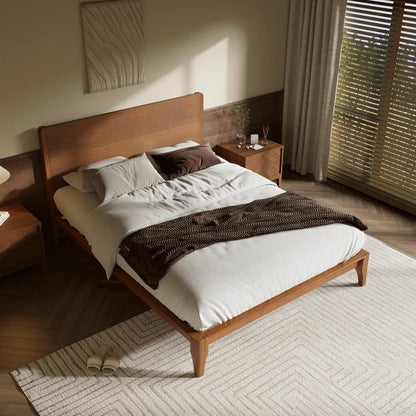 King Size Bamboo Platform Bed Frame with Tall Headboard