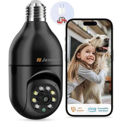 360°/2k HD Wireless Camera, Wi-Fi Light Socket Camera for Indoor-outdoor Home Security