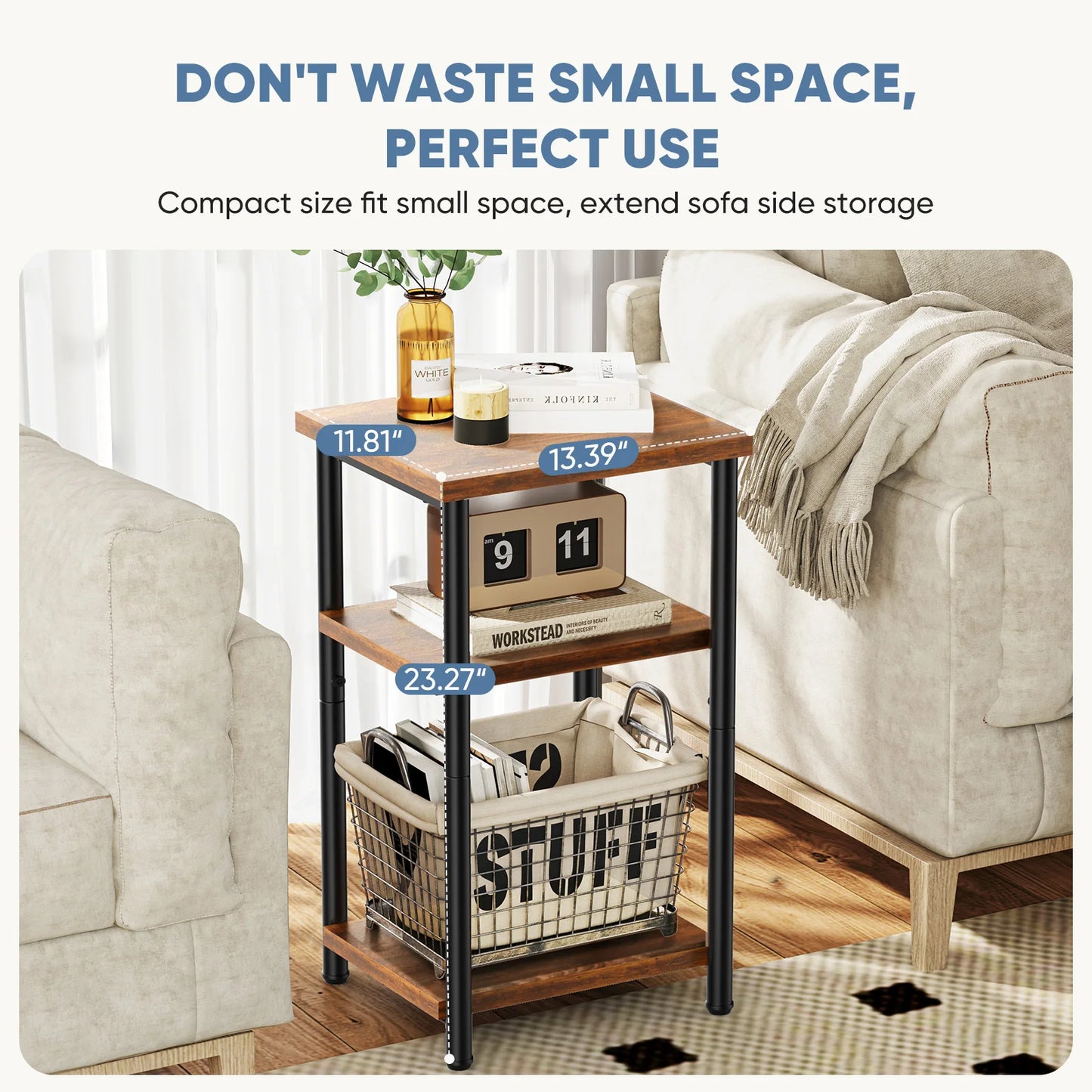 set of 2 End Table Set with Adjustable Feet