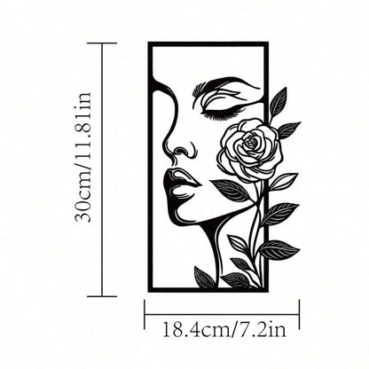 1pc, Woman Flower Metal Wall Aesthetic Portrait